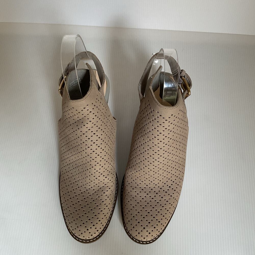 Cole Haan Gray Perforated Peep Toe Booties Heels Women 7.5B Cutout - Picture 6 of 11